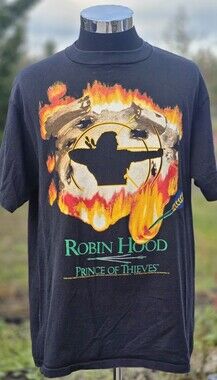 VINTAGE ROBIN HOOD PRINCE OF THIEVES MOVIE SHIRT SIZE XL SINGLE STITCH 90s 1991